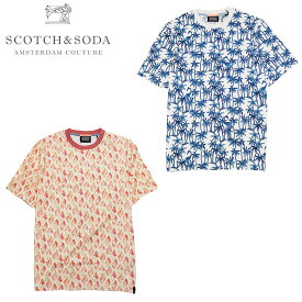【SCOTCH&SODA】スコッチアンドソーダ Tシャツ 半袖 カットソー 夏 サマー ヤシ柄 貝殻 メンズ