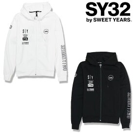 SY32 エスワイ パーカー フーディ ジップアップ ニット風 MULTI LOGO HIGH QUALITY ZIP HOODIE シンプル セットアップ可 ゴルフ GOLF メンズ