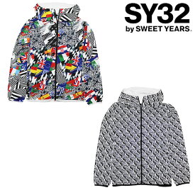 SY32 エスワイ ウィンドブレーカー ライトアウター WINDBREAKER 昇華グラフィック 総柄 ラグジュアリー感 ゴルフ GOLF メンズ