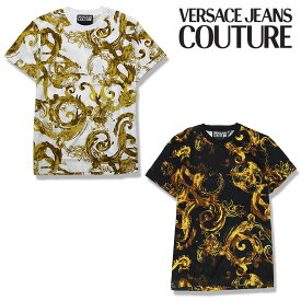 【VERSACE JEANS COUTURE】ヴェルサーチェ・ジーンズ・クチュール Tシャツ 半袖 カットソー ウォーターカラーバロッコ クチュール プリント 上品 メンズ