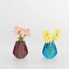 [D-BROS公式サイト]Flower vase　フラワーベース　ショートサイズ　ワインレッド&ブルー　ビニール製の花瓶　720F-GWR/S　花器　プチギフト　おしゃれ／D-BROS