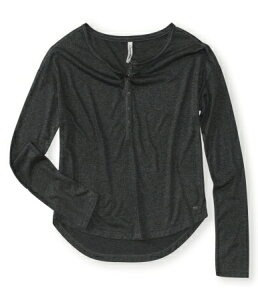 �y���K�i�z�G�A���|�X�e�[�� ���f�B�[�X��long sleeve shimmer loose henley���O���[��50%polyester,50%rayon�y0825�z