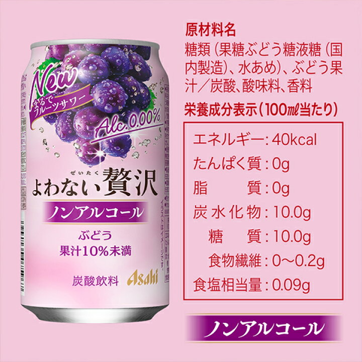 楽天市場】ノンアルチューハイ 送料無料 アサヒ よわない 贅沢ぶどう 