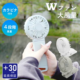 30日延長保証付 ハンディファン 強風 携帯扇風機 大風量 カラビナ 付き 静音 涼しい 4段階 卓上 強力 小型 手持ち扇風機 充電式 熱中症対策 アウトドア キャンプ ホワイト グリーン 熱中症対策
