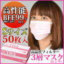 【エントリーでP5倍】TR3マスク(ピンク) Sサイズ【94×160mm】1箱(50枚入)【マスク 花粉】《単品の代引き注文不可》 ※メール便発送はできません
