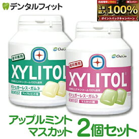 【★先着100円OFFクーポン＋エントリーP5倍 10/4 20:00-10/9 1:59】【送料無料】オーラルケア キシリトールガム 歯科用 ボトルタイプ 2個セット 153g(90粒相当) アップルミント/マスカット ボトルガム