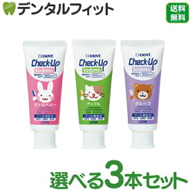 歯磨き粉 子供 チェックアップ kodomo フッ素950ppmF 3本セット(60g/本) ／ ストロベリー アップル グレープ DENT.Check-Up (メール便2点まで)【メール便選択で送料無料】