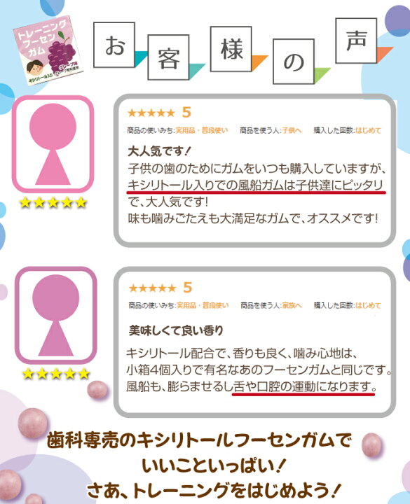 楽天市場 ポイント5倍 要エントリー 歯科医院専用トレーニング フーセンガム 4粒 24箱 グレープ味 風船ガム キシリトール配合 ぶどう風 キシリトールガム 歯科専用 歯科医院専売品のデンタルフィット