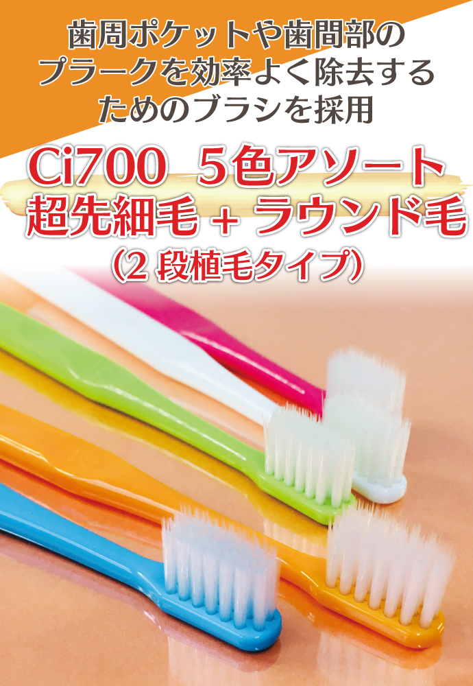 40本 歯科用歯ブラシ Ciベーシック フラットタイプ - 歯ブラシ