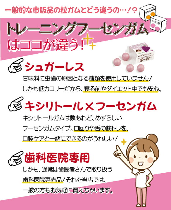 楽天市場 ポイント5倍 1 26 0 00 1 28 1 59 歯科医院専用トレーニング フーセンガム 4粒 24箱 グレープ味 風船ガム キシリトール配合 ぶどう風 キシリトールガム 歯科専用 歯科医院専売品のデンタルフィット