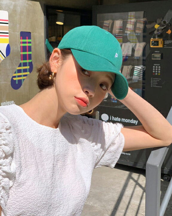 楽ギフ_のし宛書】 韓国 キャップ カジュアル ブルー アルファベット ロゴ ストリート 帽子