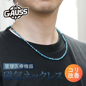 Dr.ガウス＜Sora／ソラ＞ アパタイト 管理医療機器 磁気ネックレス メンズ 肩こり 血行改善 医療機器認証 日本製 ビジネス 健康アクセサリー ギフト プレゼント 母の日 父の日 誕生日 おしゃれ シンプル スーツ対応 スタイリッシュ ユニセックス