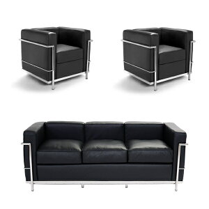 【在庫あり即納】ル・コルビジェ LC2ソファ 応接セット 本革(一人掛け×二脚 三人掛け×一脚) 高品質 リプロダクト 高級感 オフィス家具
