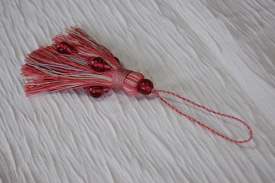 OPALINE　キータッセル【フランス製】ピンクストラップ・キーホルダーにも