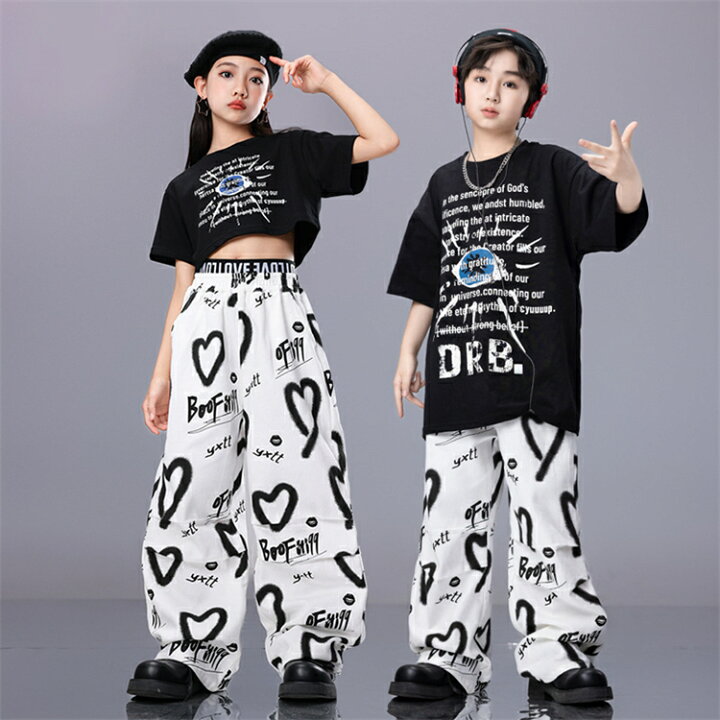 楽天市場】キッズダンス衣装 セットアップ tシャツ ロゴ ハート柄 