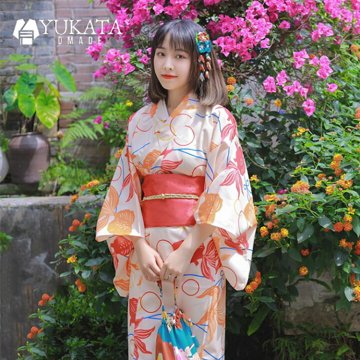 楽天市場】浴衣 レディース 金魚柄 8点セット 下駄 兵児帯  