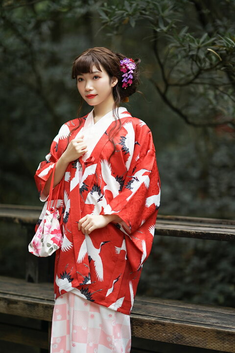 楽天市場】浴衣 レディース 羽織 鶴柄 ゆかた ピンク 8点セット 下駄  