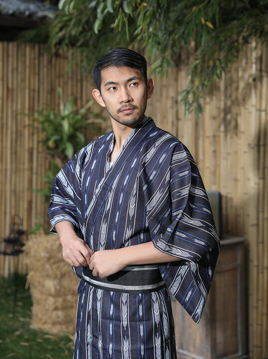 楽天市場】浴衣 メンズ 2点セット 矢筈柄 黒 男性 男性用 紳士 和服  