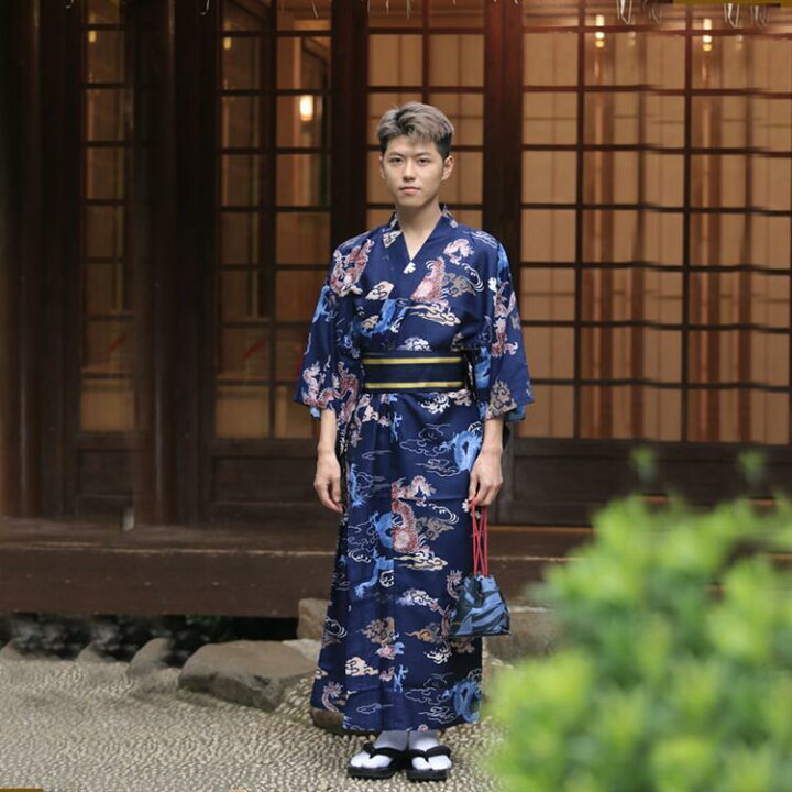 楽天市場】浴衣 メンズ 帯 下駄 龍柄 ドラゴン柄 5点セット 白 赤 