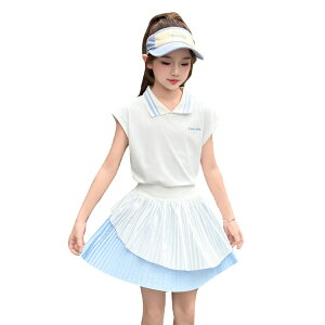 子供服 女の子 夏服 セットアップ 2点セット 運動用 速乾 接触冷感 夏 テニス キッズ スポーツウェア キッズセットアップ 子ども服 スカート セット Tシャツ 半袖 かわいい 涼しい カジュアル