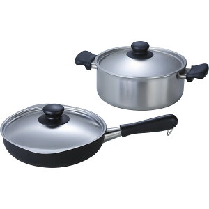 柳宗理 三層両手鍋浅型(22cm)&マグマ鉄フライパン(22cm)セット 18010028 鍋ケトルフライパン ステンレス鍋 その他鍋セット