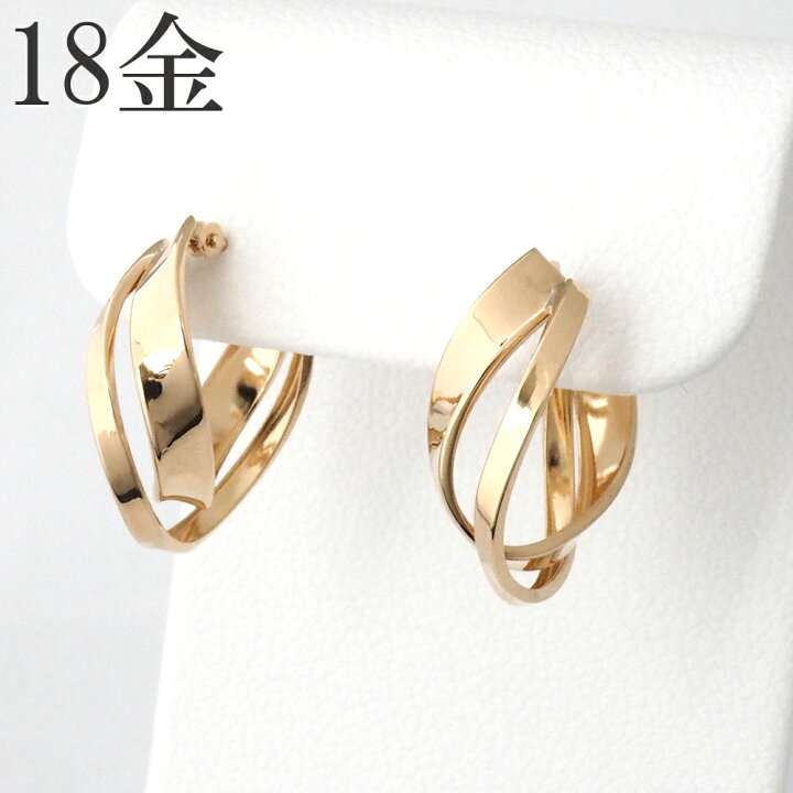 楽天市場】フープピアス 18k 18金 k18 2連 豪華 ボリューム フープ 