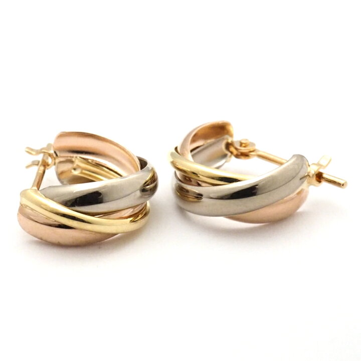 楽天市場】ピアス 18k フープ スリーカラー k18 18金 フープピアス K18 