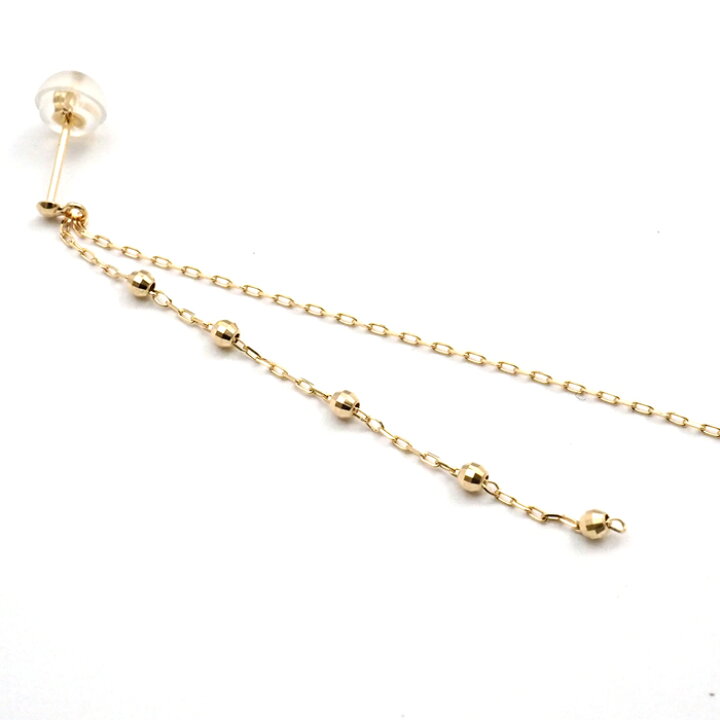 楽天市場】ピアス 18k 揺れる 18金 ロング チェーン 2連 ミラーボール  