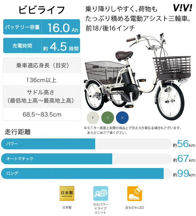 楽天市場】ビビ ライフ BE-FU831 V:Pファインブルー 大人用三輪車 