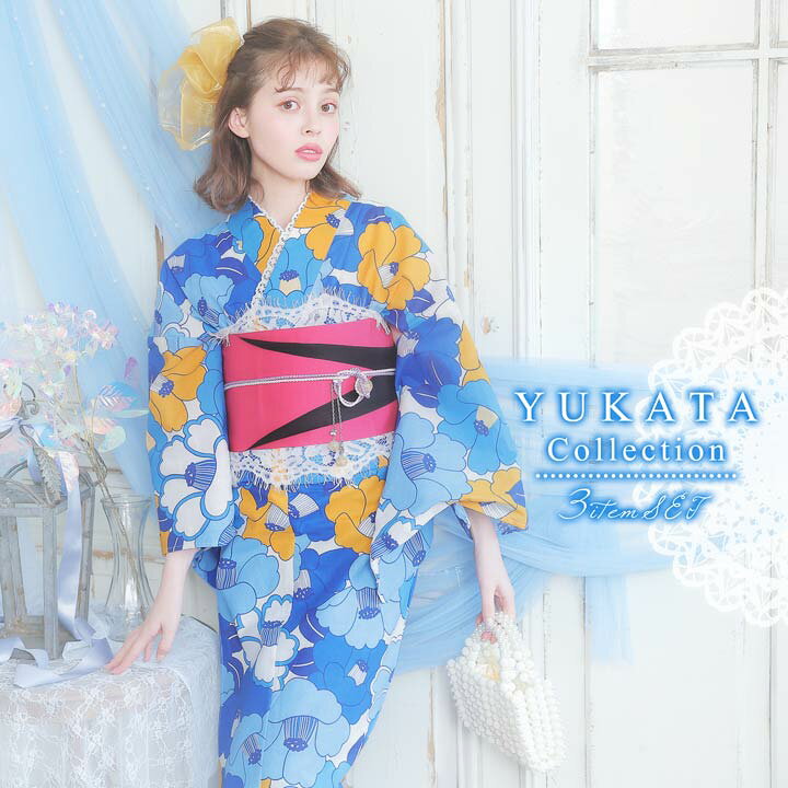 楽天市場 浴衣 セット 青色 ツバキ 模様 浴衣 帯 下駄 3点 セット Yukata By Dazzy 浴衣 レディース 浴衣 大人 浴衣 帯 21 新作 浴衣 平帯 リバーシブル帯 女性用 大人用 和装 和服 和装小物 花柄 フリーサイズ