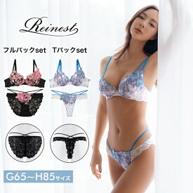 ＼即日配送／【DRW公式】ブラジャー ショーツ ヴィーナス リリー ブラジャー & 選べる バック透け フルバック or Tバック ショーツ [Reinest] | 大きいサイズ 下着 レディース tバック ティーバック ランジェリー セクシー ランジェリー ブラ 上下セット