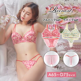 ＼即日配送／【DRW公式】ブラジャー ショーツ シャルマン パルテール ブラジャー & 選べる バック透け フルバック or Tバック ショーツ [Reinest] | 下着 レディース tバック ティーバック ランジェリー セクシー ランジェリー ブラ 上下セット