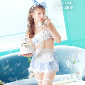 [7点SET] ギンガムチェックリボンメイドコスプレランジェリー [ コスプレ 衣装 メイド コスプレ メイド シースルー コスプレ 大きいサイズ レディース コスプレ メイド コスプレ Tバック