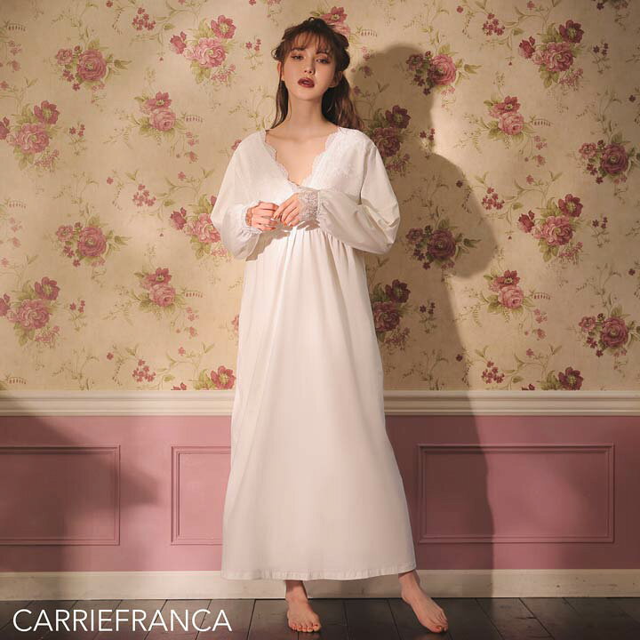 楽天市場 ルームウェア ワンピース Vネックフロントレースワンピース Carriefranca パジャマ レディース 部屋着 ワンピース 女性 トップス 大人 可愛い かわいい 春 夏 秋 おしゃれ ルーム ウェア ナイトウェア 下着専門 Drw楽天市場店