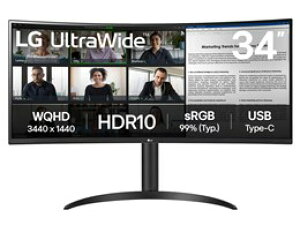 ��LG�G���N�g���j�N�X 3440×1440@100Hz�Ή� 21:9�Ȗʌ^���j�^�[ LG UltraWide 34WR55QK-B [34�C���`]�yPC���j�^�[�E�t���f�B�X�v���C�z�y���������z