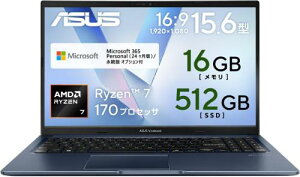 ��ASUS Vivobook M1502NAQ-R7165BUWS �N���C�G�b�g�u���[ (Ryzen7 170/������16GB/SSD512GB/Microsoft365 Personal/�i����)�y���������z