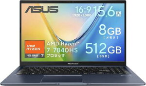 ��ASUS / Vivobook 15 M1502XA �N���C�G�b�g�u���[�i15.6�^/ Ryzen 7 7840HS/ ������ 8GB/ SSD 512GB/ Windows 11/ �e���L�[�t�j�y���������z