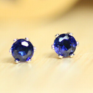 K18 K18YG K18PG K14WG シンセチック サファイア 3ミリ ラウンド ピアス