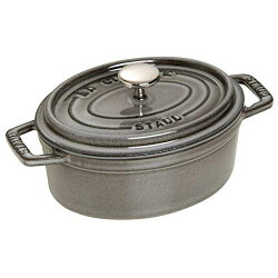 staubストウブ「ココットオーバルグレー17cm」小さい両手ホーロー鍋IH対応【日本正規販売品】LaCocotteOval40509-481