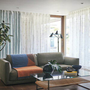 川島織物セルコン オーダーカーテン FELTA(フェルタ)▼ソフトウェーブ縫製(形態安定加工) 下部3ッ巻(100mm) オーバーサイズ対応 レースカーテン 約1.5倍ヒダ 両開き▼FT7577 防炎 ウォッシャブル