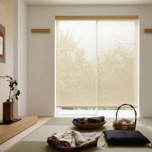 ロールスクリーン タチカワブラインド▼ホームタコス ラルクシールド<コンセント仕様>▼リモコン操作、スマホ操作スダレ調 パーユ RS-1653〜1654 オーダーサイズ ネジ止め式【製品幅1205〜1