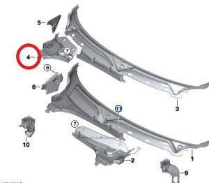 BMW MINI カウルカバー 右側 純正 新品 F55 F56 F57 51717305494 カウルカバー カウルトップカバー カウルトップパネル カウル トップ カバー パネル ビーエムダブリュー ミニ ビーエムミニ RH 右