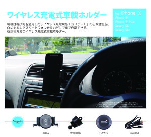 Qi規格対応ワイヤレス充電式車載ホルダー スマートフォンホルダー for iPhone X / iPhone 8 / iPhone 8 Plus Galaxy S8 /Galaxy S8+ WPTQIAV