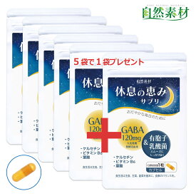 創業45年 休息の恵みサプリ30粒×5袋+1(お得用) GABA 120mg ギャバ 有胞子乳酸菌 ケルセチン 葉酸 ビタミンB6 送料無料 睡眠 サプリ 大日ヘルシーフーズ直販 国内製造 ポスト投函