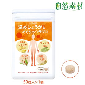 創業45年 温めしょうがとめぐりのウラジロ 1袋50粒入 生姜 ヒハツ ウラジロガシ 高麗人参 温活 サプリ 送料無料 大日ヘルシーフーズ直販 国内製造 ポスト投函