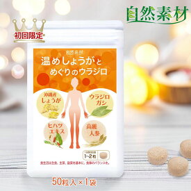 初回特価3/26まで 38％OFF 温めしょうがとめぐりのウラジロ 50粒 (1日1～2粒) 生姜 サプリ ヒハツ ウラジロガシ 高麗人参 しょうがサプリ 温活 送料無料 一世帯2袋限り 大日ヘルシーフーズ直販 国内製造 ポスト投函 創業45年