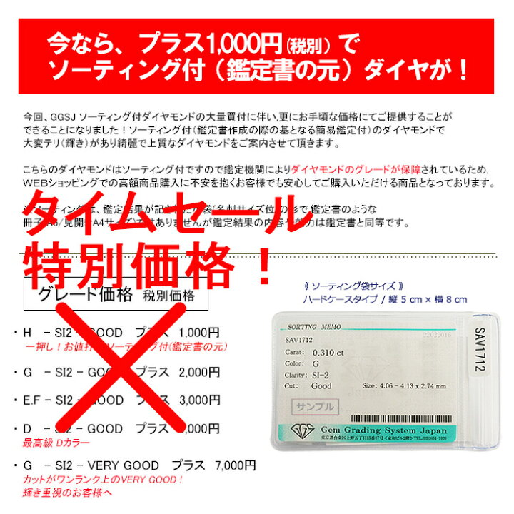 楽天市場】今だけ Gカラー SI2クラス GOODカット 55,000円が！0.29ct 