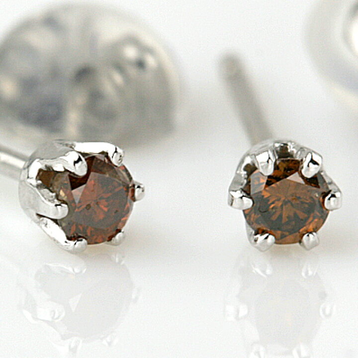 楽天市場】PTコニャックブラウンダイヤモンドピアス 0.10ct 