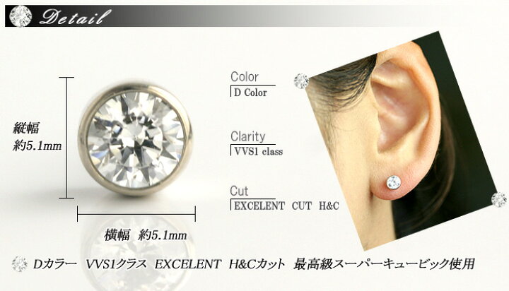 楽天市場】プラチナ900スーパーキュービックピアス 0.3ct【フクリン留 
