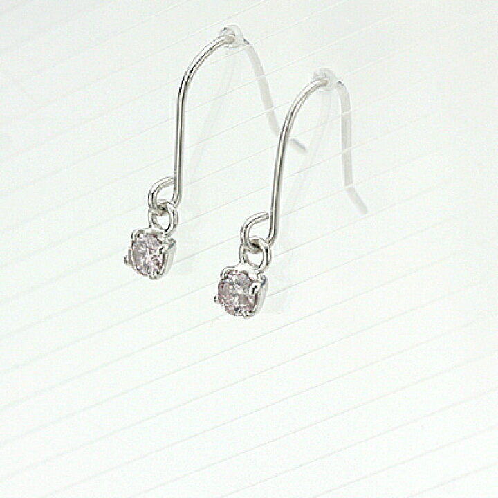 楽天市場】K18WG天然ピンクダイヤピアス 0.10ct ピンクダイヤ ピンク  